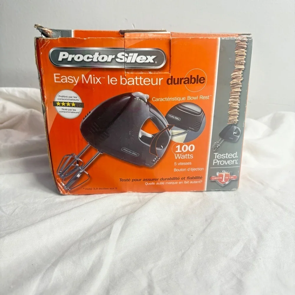 Proctor Silex Easy Mix Black Hand Mixer 5 Speed 100 Watts Durable